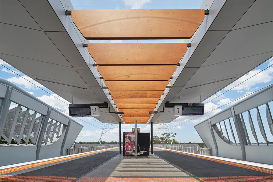 Sky Rail tactile indicators on station platform